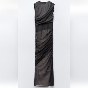 Zara Black Draped Evening Dress